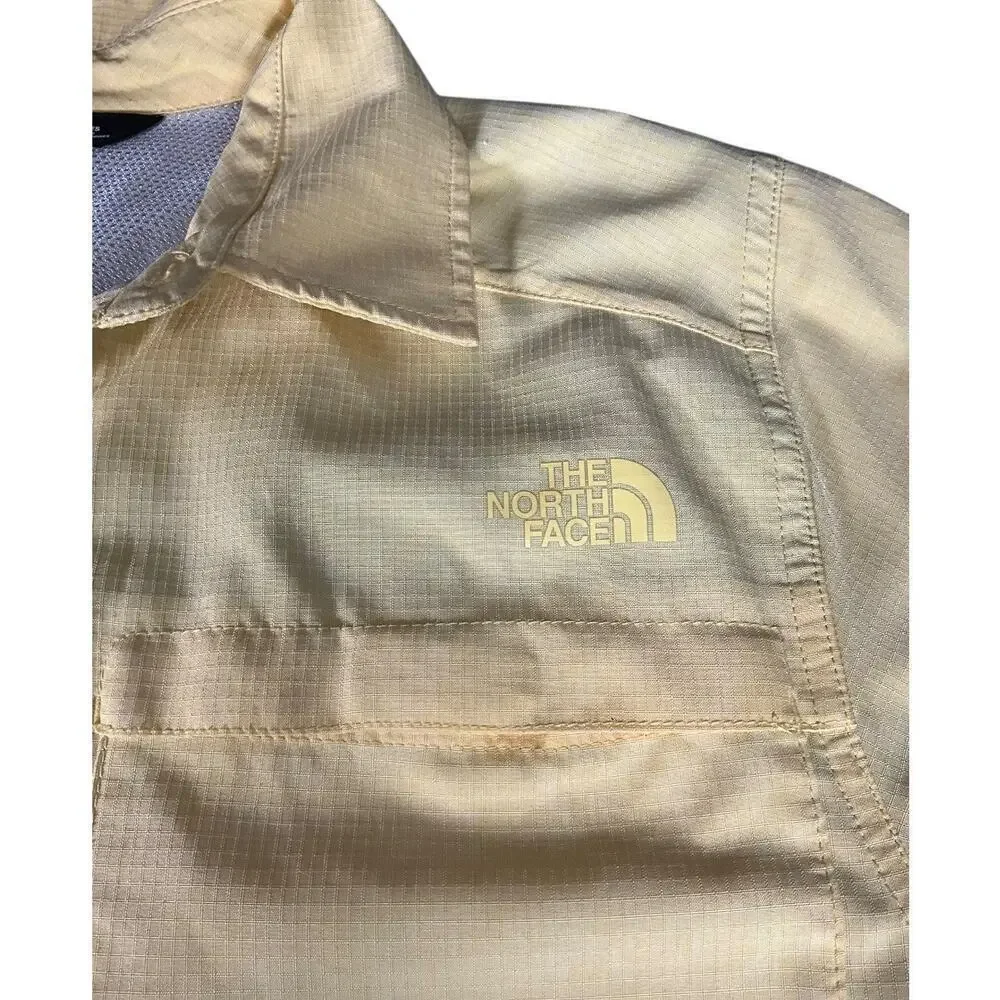 The North Face Yellow Ripstop Fishing Travel Short Sleeve Mens Shirt Size Medium